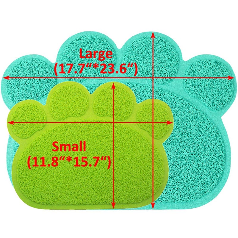JOYJULY PVC Pet Dog Cat Puppy Kitten Dish Bowl Food Water Feeding Placemat, Non-Slip Cat Litter Mat Paw Shape, Grey Large - Image 3